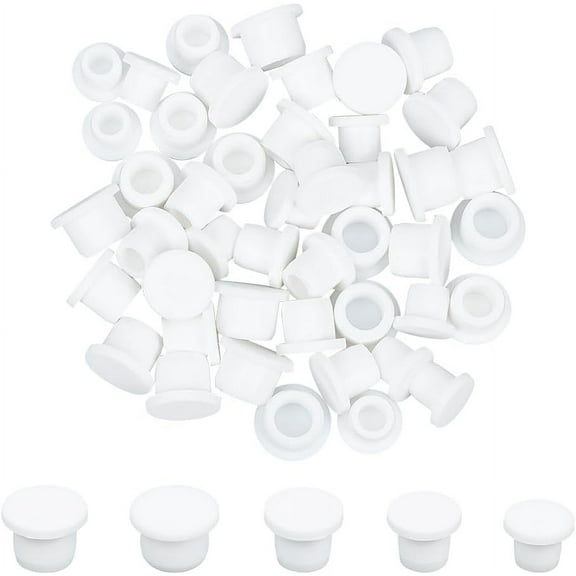 50PCS Silicone Salt and Pepper Shaker Rubber Stoppers 10mm 11mm 12mm 13mm 14mm Diameter Replacement Plug Bottle Corks Reusable White Round End Cover