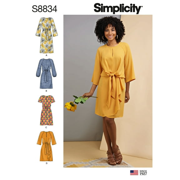 Simplicity Patterns US8834P5 12-18 Misses Tie Front Dresses