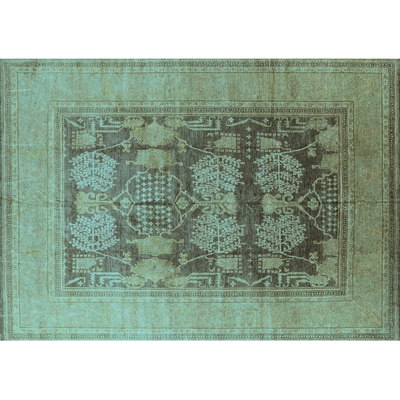 Ahgly Company Machine Washable Indoor Rectangle Oriental Light Blue Industrial Area Rugs, 5' x 8'