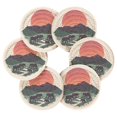 thumbnail image 7 of Yayeee 6 PCS Drink Coasters with Holder Set Woven Absorbent Round Tabletop Hot Pad, Abstract Elephant, 7 of 7