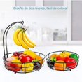 thumbnail image 2 of Chef Frutero de Cocina Moderno de 2 Niveles, Organizador de Frutas y Verduras con Cesta de Almacenamiento de Hierro y Gancho para Plátanos, 2 of 6