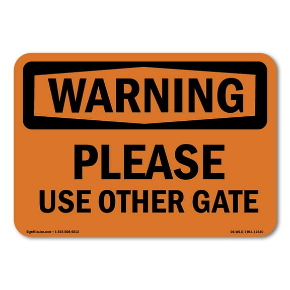 OSHA WARNING Sign - Please Use Other Gate | Decal | Protect Your Business, Construction Site, Warehouse & Shop Area | Made in the USA