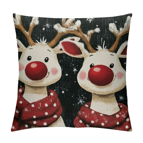 Patifu Red Christmas Pillow Covers Santa Claus Reindeer Merry Bright Let It Snow Throw Pillow Covers  Xmas Winter Holiday Pillows Decorative Pillow Covers Cushion Cases for Sofa Couch 22x22in