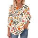 thumbnail image 3 of TaTaai Women's V-Neck Blouse Casual 3/4 Length Sleeve with Smocked Cuffs Loose Fit Printed Top Fashion Unstructured Print Soft Comfortable for Spring Daily Gift, 3 of 6