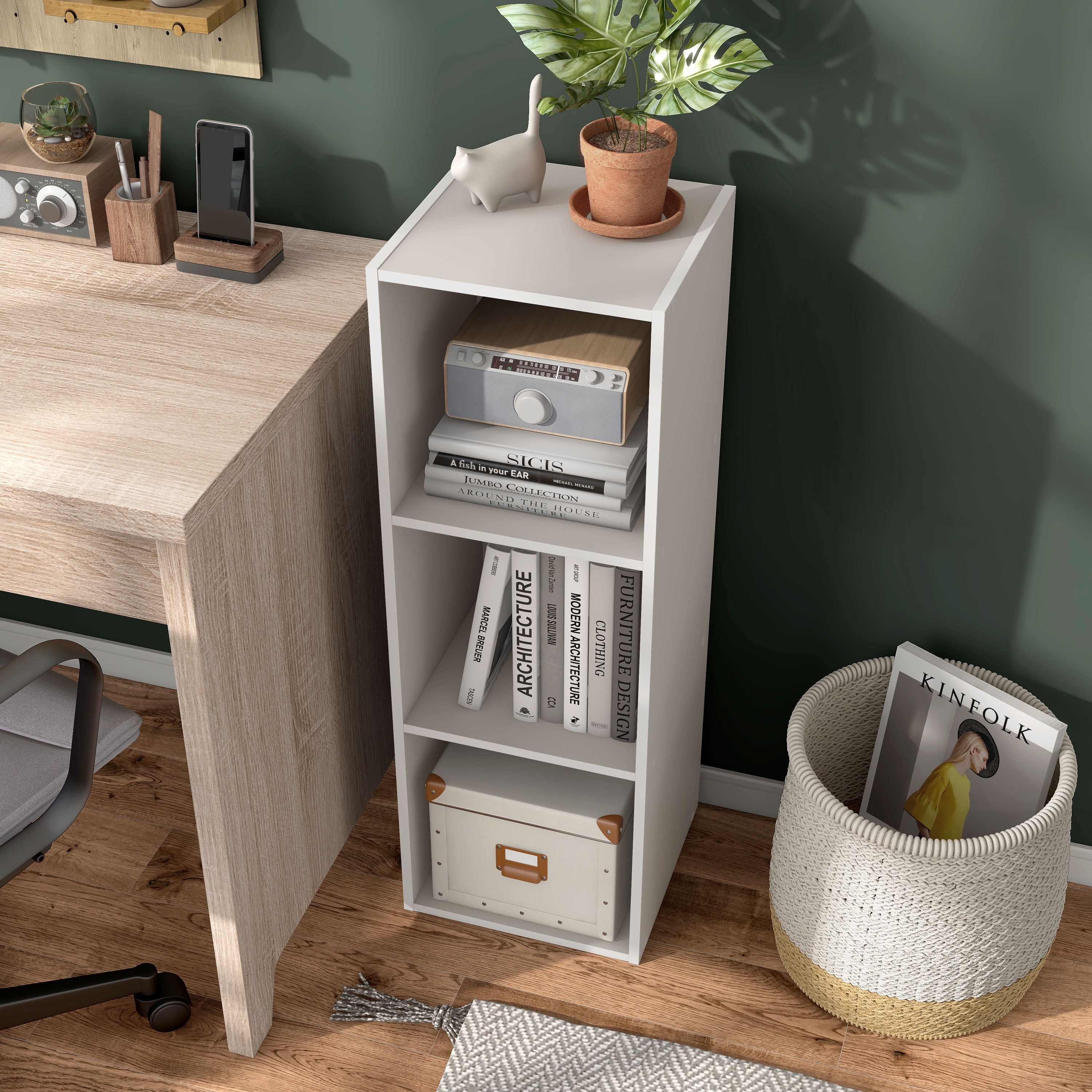Join Stackable 3-Cube Wood Taupe Grey Bookcase