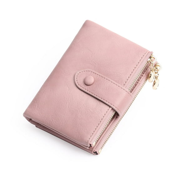 GAEKEAO Small Wallet for Women Slim Bifold Leather Credit Card Holder Wallets Zipper Pocket Coin Purse with ID Window