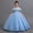 Blue, variant on Girls Off Shoulder Tulle Ball Gown with Floral Embroidery Formal Floor Length Evening Dress for Kids Pink 3-4 Years
