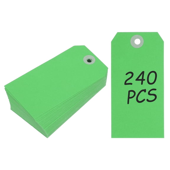 Uxcell Blank Manilla Shipping Tags, 240Pcs Paper Hang Tags with Hole for Labeling, 4.72 x 2.36Inch Green