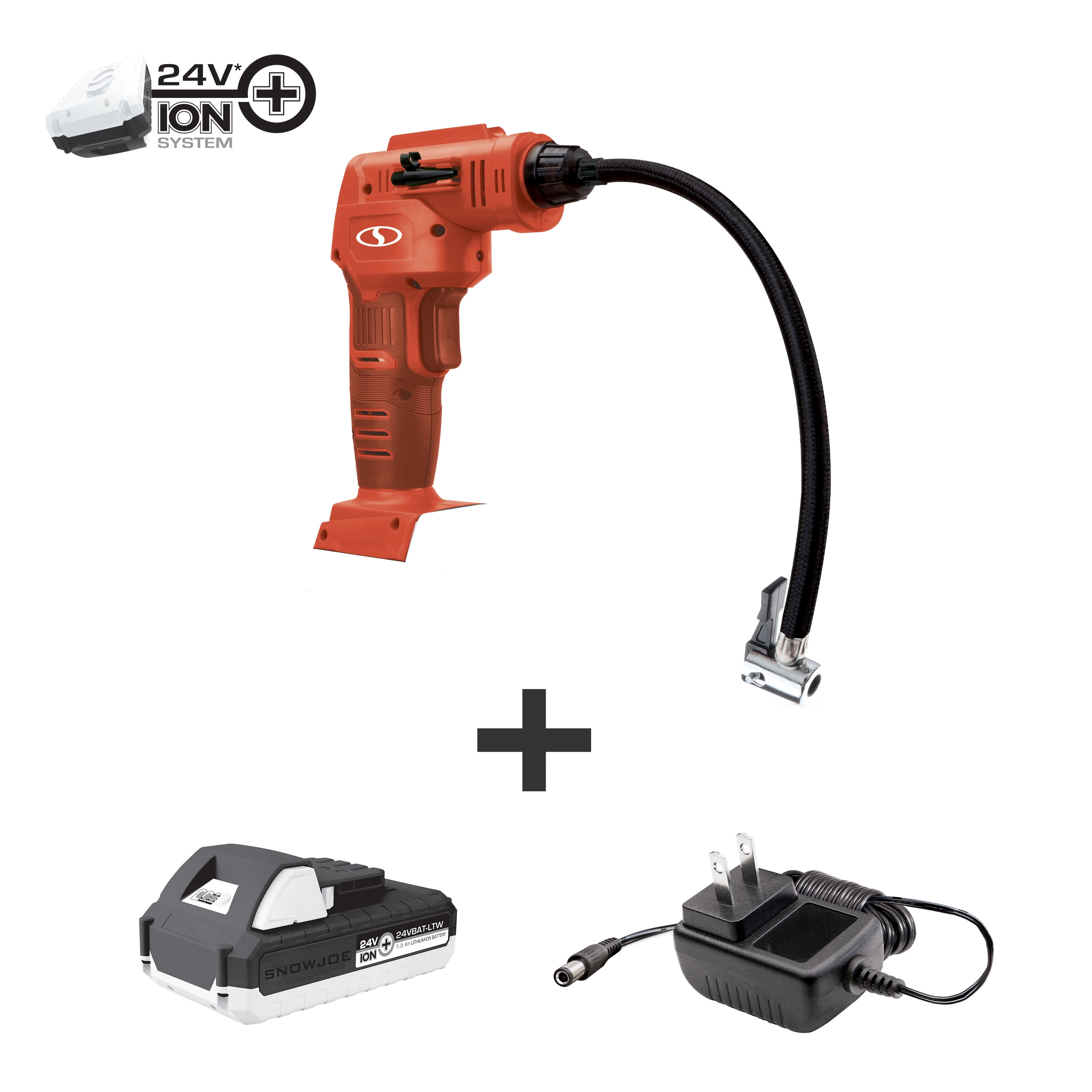 Sun Joe 24V-AJC-LTW-RED Cordless Portable Air Compressor ...