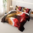 thumbnail image 3 of meiyoeat Neon Lightning Gamer Quilt Full for Teens Boys, Electric Orange Red Gaming Full Bedspread Sets, 3pcs 1 Coverlet and 2 Pillowcases, 3 of 7