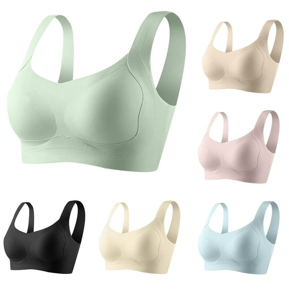 Bras for Women Plus Size Front Closure Full Coverage No Underwire Bras for Seniors Comfort Wireless Front Close Push up Bras with Back Support Lace Sleeping Everyday Bras