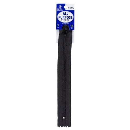 Coats & Clark 7" Polyester All Purpose Black Sewing Zipper, 1 Each