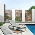 thumbnail image 4 of Neutypechic Decorative Privacy Screen Outdoor Divider with Stand Metal Corten Steel 76" x 47.2" x 15.7" Brown, 4 of 5