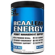 BCAA Energy Powder - Pre Workout Fat Burner - Evlution Nutrition BCAA Lean Energy 30 Servings - Amino Acids & Vitamin C for Performance, Lean Muscle & Immune Support - Blue Raz Flavor