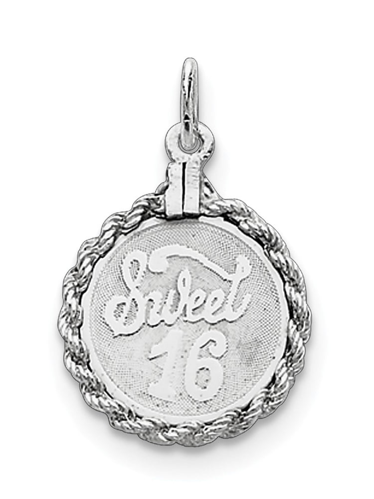 .925 Sterling Silver Sweet Sixteen Disc Charm Pendant