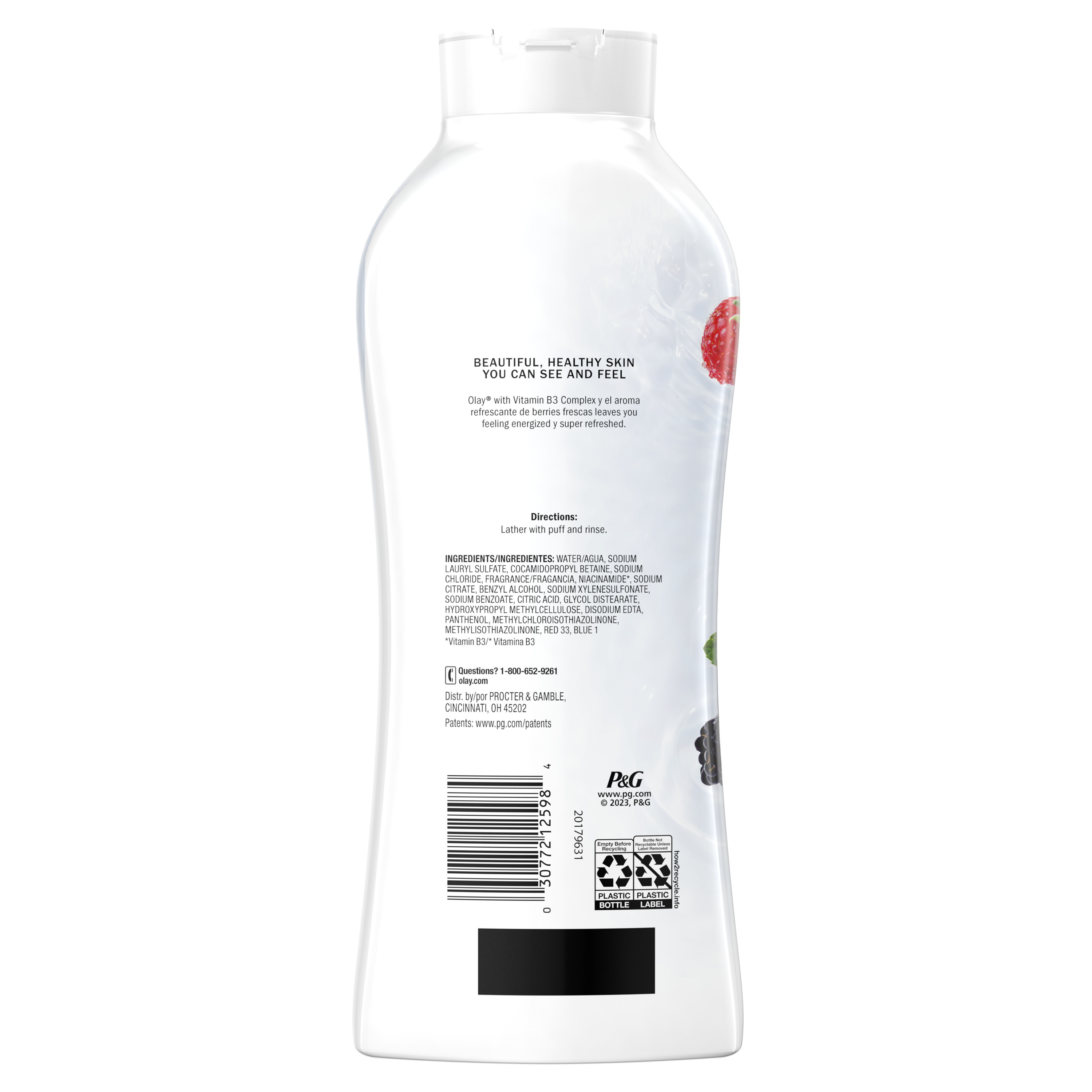 Olay Fresh Outlast Women's Body Wash, for All Skin Types, Berries Frescas, 22 fl oz