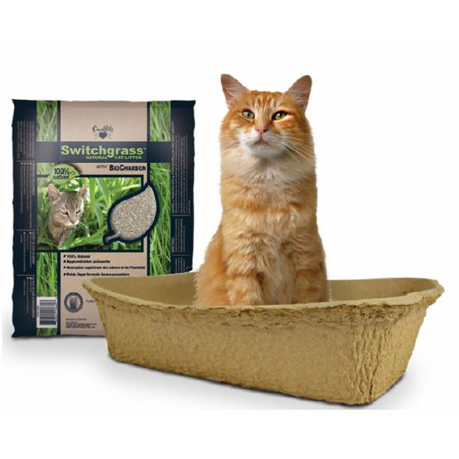 Pet Zone 3 Disposable Litter Boxes with Switchgrass Cat Litter