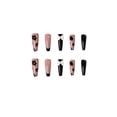 thumbnail image 2 of Uñas postizas cuadradas, uñas postizas cortas, acrílico francés, cobertura completa, uñas postizas para niñas, uñas largas bonitas a presión para Navidad, 2 of 5