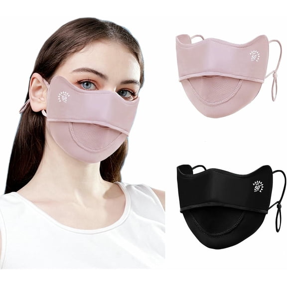 PTSPLLMY 2Pcs UV Face Mask, Sun Masks for Women, Cooling Breathable Face Cover for Outdoors, Washable Reusable