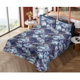 thumbnail image 4 of Ambesonne Floral Fitted & Flat Sheet with Shams 4 Pcs Set, Roses Flowers Leaves Plot, Queen, Dark Violet Blue and Mauve, 4 of 5