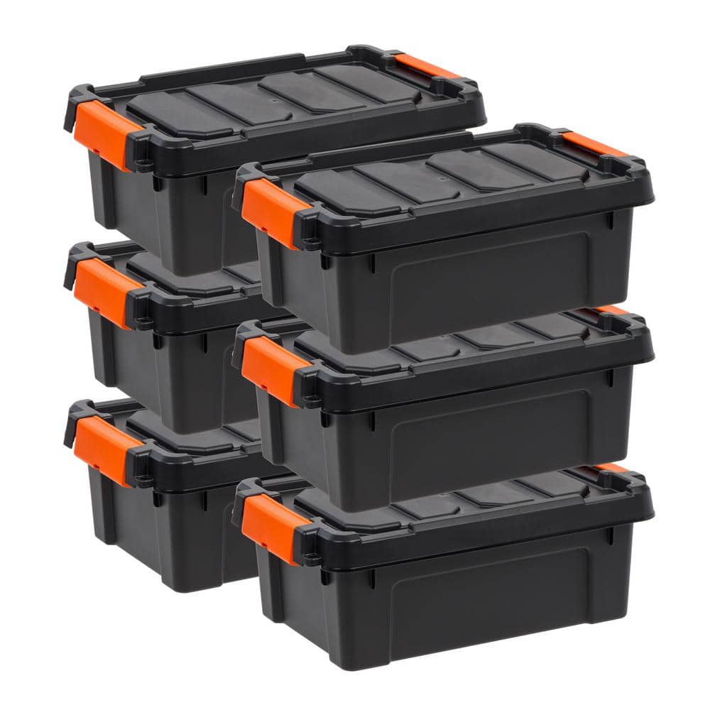 12 Qt. Heavy Duty Plastic Storage Box in Black (6Pack)