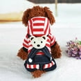 thumbnail image 6 of Pet Dog Striped Jeans Jumpsuits Hoodie Coat Jacket Overalls Clothes Apparel, 6 of 8