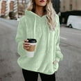thumbnail image 5 of Women's Long Sleeve Pocket Solid Color Warm Pullover Hooded Sweatshirt Basic Winter Clothing Outfits Fall Clothes, 5 of 8