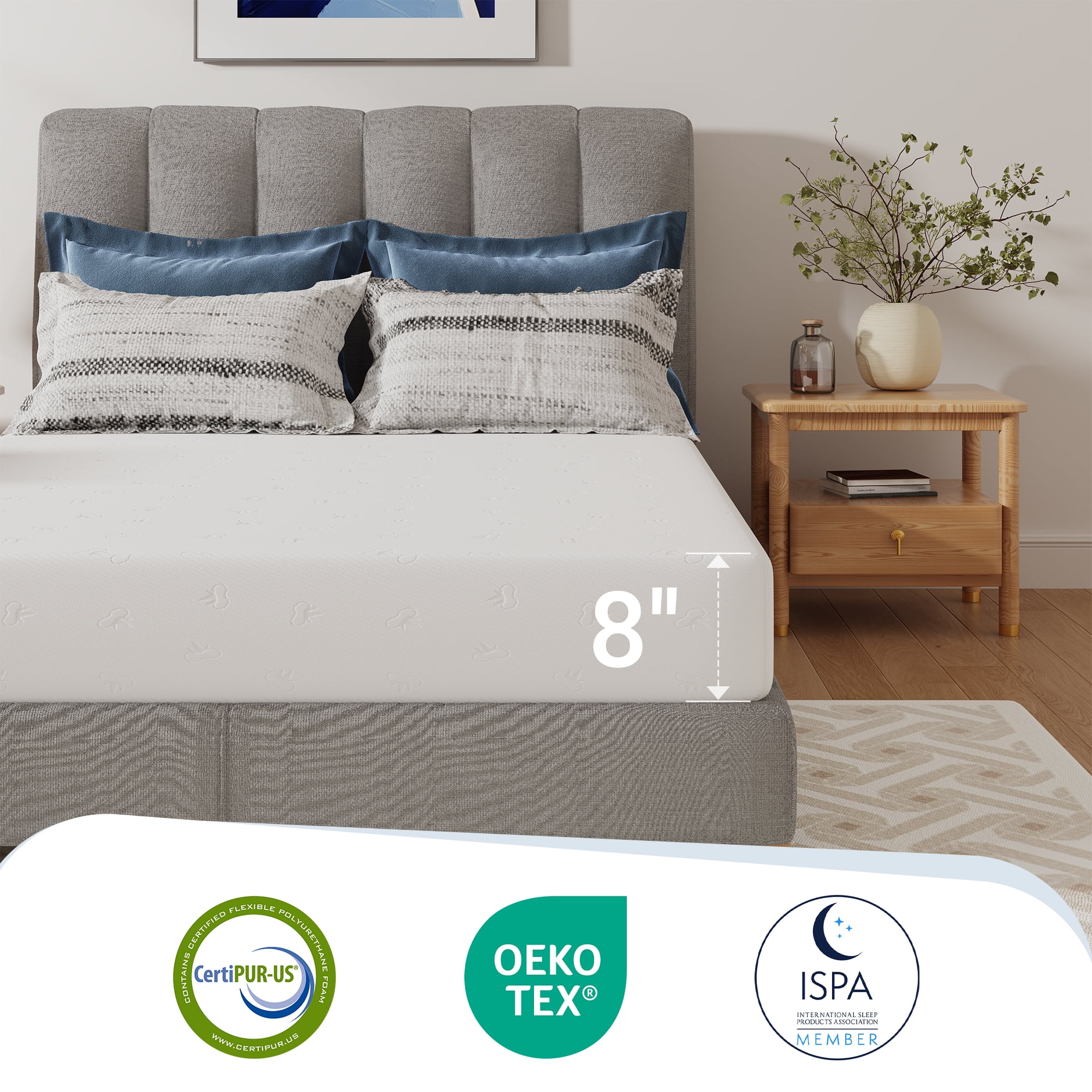 Avenco Snowflake 8" Medium Memory Foam Mattress,Adult,Full Size