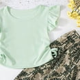 thumbnail image 3 of mgoYE Toddler Baby Girl Clothes Short Sleeve Ruffle Shirt Floral Pant Set 2 Piece Outfits for Girls Cute Clothing Set(Mint Green,1-2 Years), 3 of 3