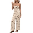 thumbnail image 2 of Gamivast Jumpsuits for Women Wide Leg Strapless Full Length High Waist Polka Dot Jumpsuit Relaxed Fit one Piece Vacation Beach Holiday Wear Beige S, 2 of 8