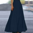 thumbnail image 2 of Womens High Waist Fold A-Line Maxi Skirt - Solid Vintage Loose Beach Wrap Skirt, Polyester, S-XL, Casual/Outdoor/Party, 2 of 5
