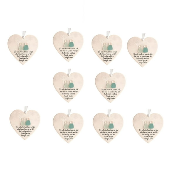 Heart Shaped Sea Glass Friendship Decor Keepsake Ornament For Christmas Tree Hanging Decorations Holiday Gift Idea For Friends Family Home Decorative Accent 10 Pieces Set