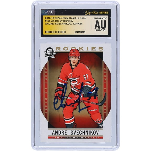 Andrei Svechnikov Carolina Hurricanes Autographed 2018-19 Upper Deck O-Pee-Chee Coast To Coast #165 CGC Fanatics Witnessed Authenticated Auto 10 Rookie Card - Fanatics Authentic Certified