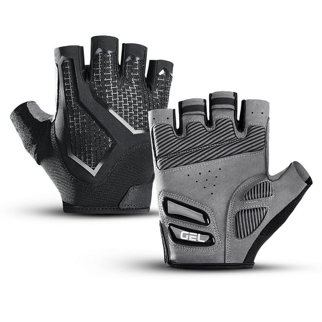 Guantes negros Guantes de ciclismo de medio dedo para hombres y mujeres Guantes deportivos transpirables que absorben los golpes de silicona MFZFUKR BST3047188-4