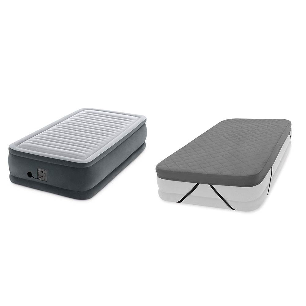 Intex Dura Beam Plus Elevated Airbed Mattress with Built in Pump, Twin & Cover