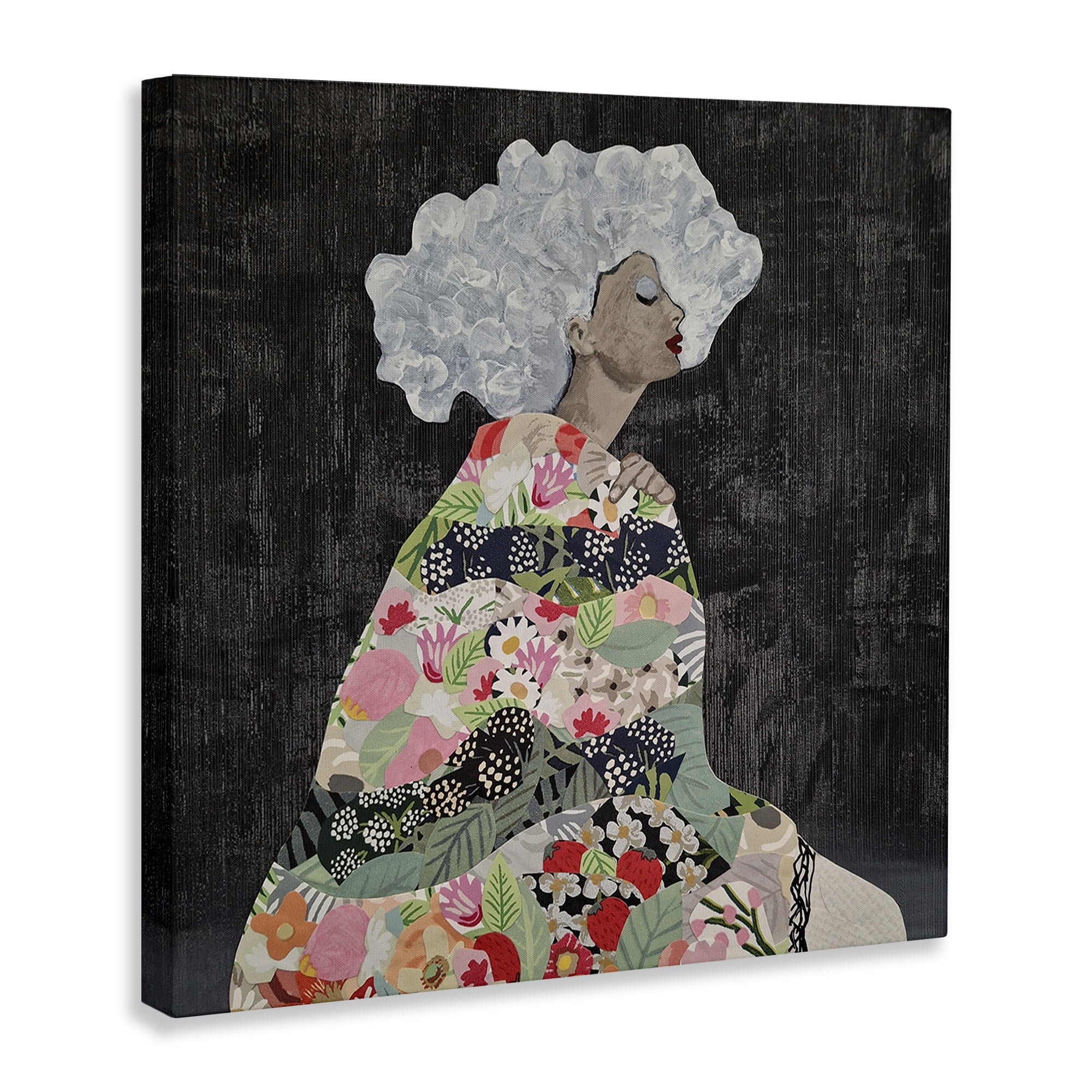 Stupell Industries Floral Dress Woman People Painting Wrapped Canvas Art Print Wall Art, 17 x 17