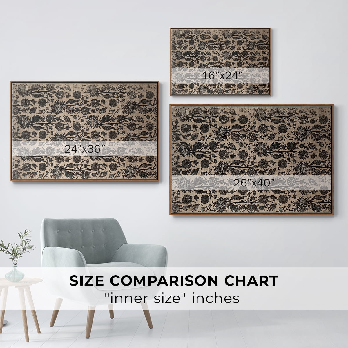 Vintage Abstract Print-XXXII Framed in Walnut Wood Gallery Wrapped Canvas 17 in. x 25 in.