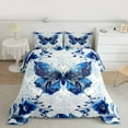 thumbnail image 2 of Homewish Blue Butterfly 3 Pieces Queen Comforter Set For Girls Teens Adults,Exotic Style Ultra Soft Bedding Sets,Chic Floral Flowers Bedding Comforter Set,Super Cozy Room Decor,Reversible, 2 of 8