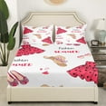 thumbnail image 2 of YST Draps d'Été Mode pour Femmes Filles Robes Roses Drap-Housse Taille Simple 2 Pcs Ensemble Plage Hawaii Literie Girly Mignon Cœur Imprimé Décor Housse de Lit Ultra Douce Microfibre Draps, Rouge Blanc, 2 of 6