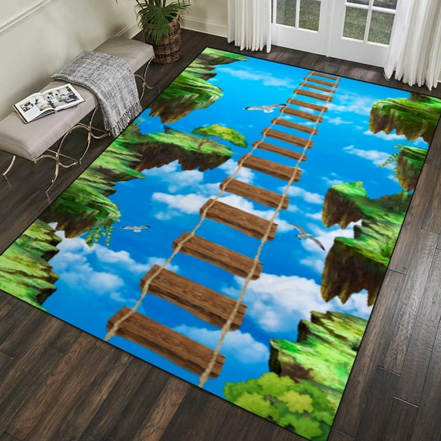 Alfombra Geométrica para Sala de Estar Hsr240218005 | Alfombra de Microfibra Suave de Pelo Medio | Alfombra Lavable de Pelo Corto con Reverso de Goma | Alfombra Moderna Bohemia para Dormitorio y Deco