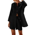 thumbnail image 2 of Gamivast Two Piece Outfits Womens Linen Long Sleeve Button Down Tunic Linen Tops and Elastic Waist Casual Linen Shorts Lightweight Breathable Skin Friendly Summer Beach Tropical Holiday Lounge Outfit, 2 of 8