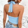 thumbnail image 5 of ClodeEU Women's Halter Neck Sleeveless Tank Top,Casual Slim Fit Cami Shirt for Summer Light Blue,Women's Plus XXL, 5 of 6