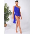 thumbnail image 5 of Sholeno Womens Latin Tango Dance Dress Asymmetrical Shoulder Tassel Ballroom Performance Outfit Royal Blue M, 5 of 7