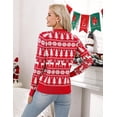 thumbnail image 7 of Juiluna Family Christmas Sweater Reindeer Snowflake Pattern Crew Neck Holiday Pullover Knitwear, 7 of 7