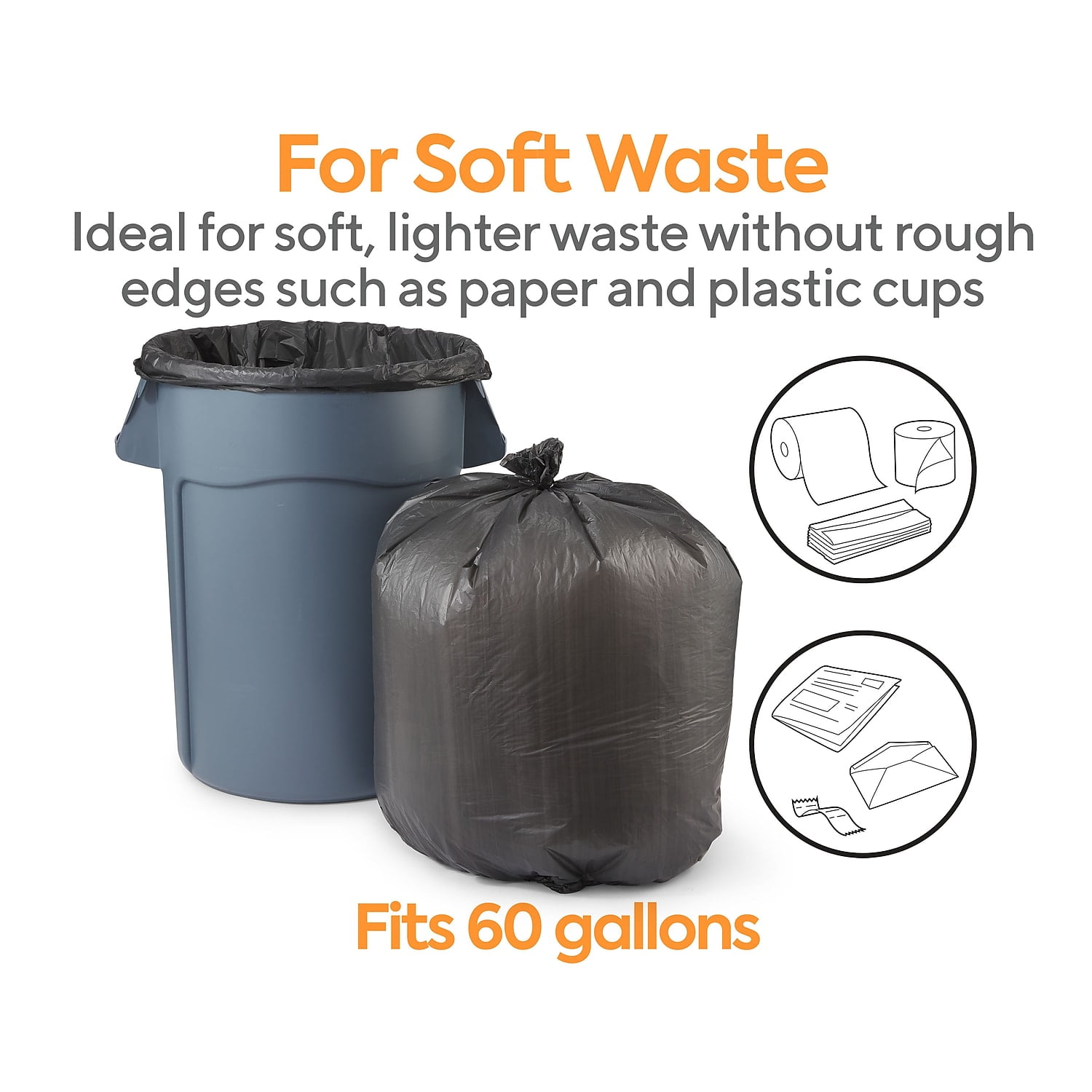 Staples Coastwide Professional 55-60 Gallon Trash Bag 38" x 60" High Density 22 mic Black 150