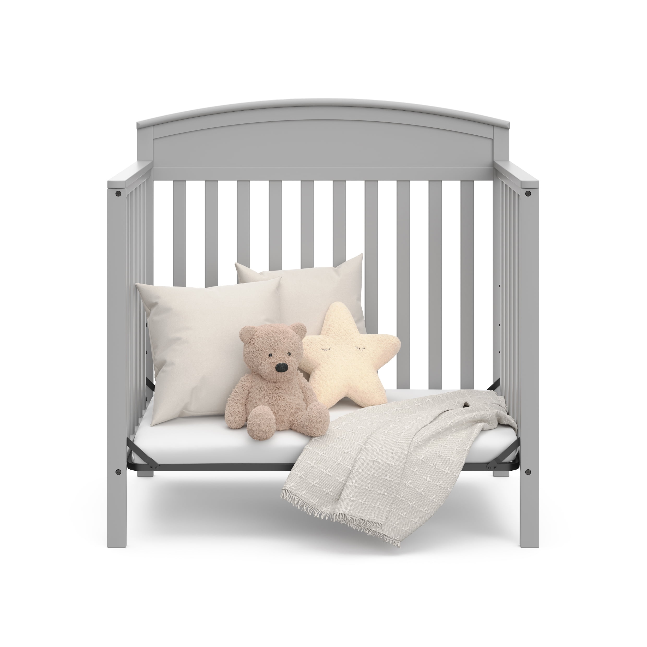 Graco Benton 4-In-1 Convertible Mini Baby Crib, Pebble Gray