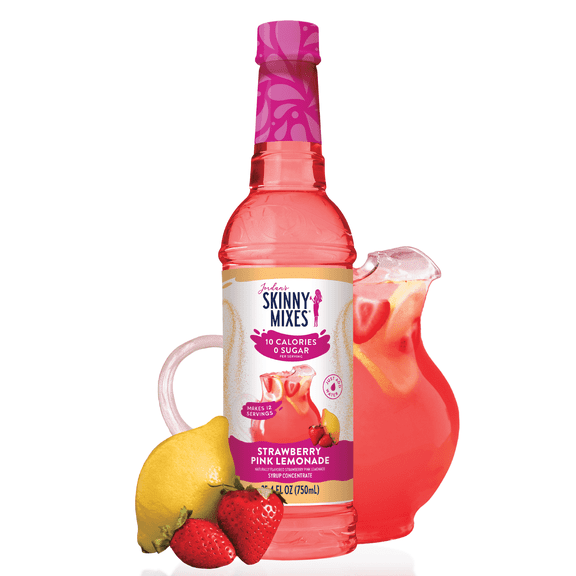 Jordan's Skinny Mixes Sugar Free Strawberry Pink Lemonade Syrup, 25.4 Fl Oz