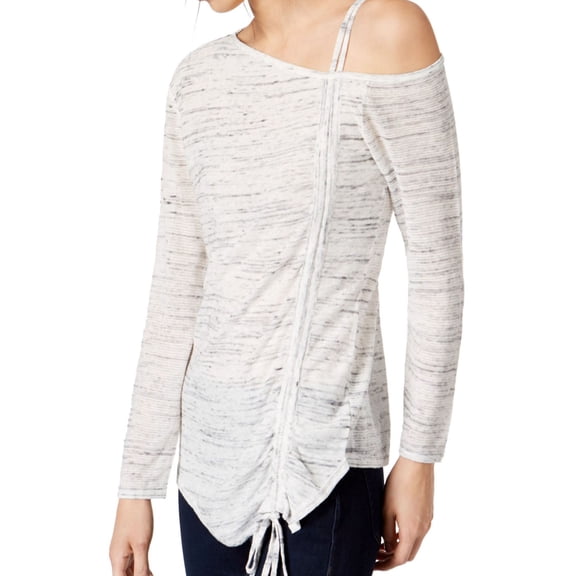 I.N.C Womens Drawstring One Shoulder Blouse, White, Large