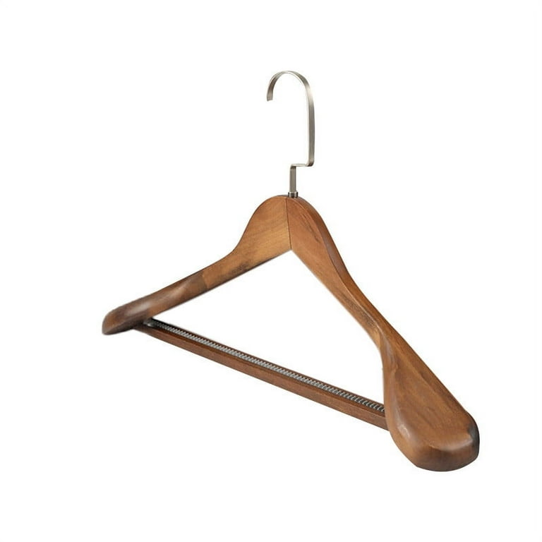HOUSE DAY Wide Shoulder Wooden Hangers 12 Pack, Wood Suit Hangers for Men  with Non Slip Pants Bar, Smooth Finish Solid Wood Coat Hangers for Jacket