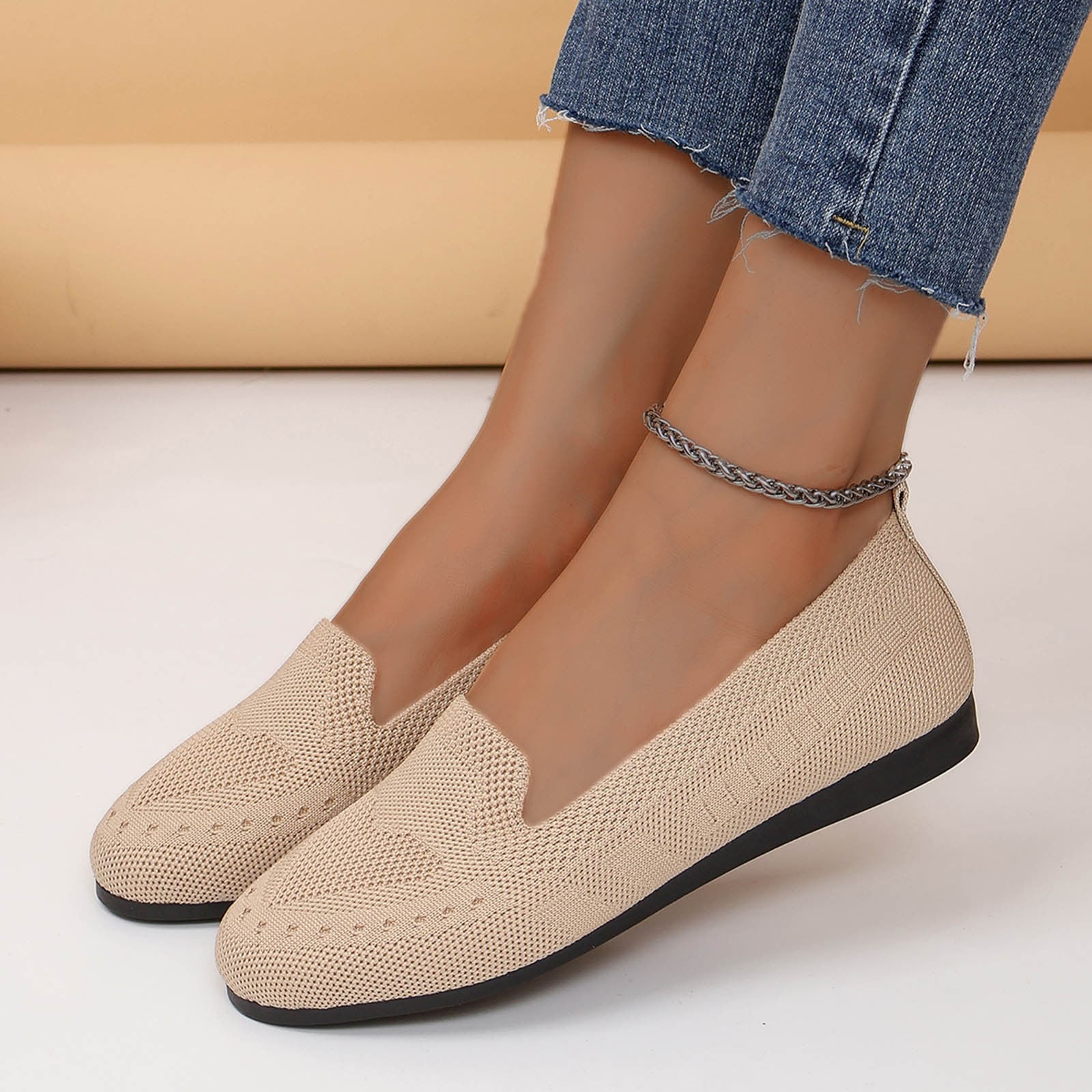 adviicd Women s Loafers Women s Loafer Casual On Flat Shoes Classy and Comfortable Beige 41